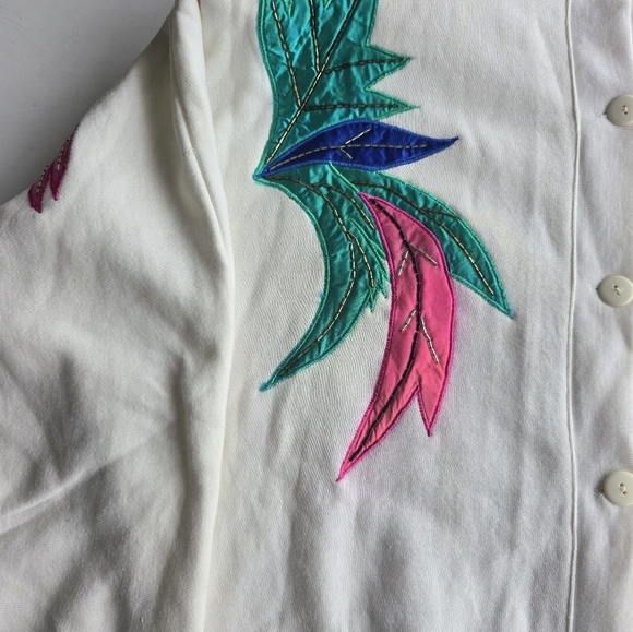 VTG 80's Beaded Sweater Women Large Mixed Print Art To Wear Boho Exellent - Picture 6 of 16